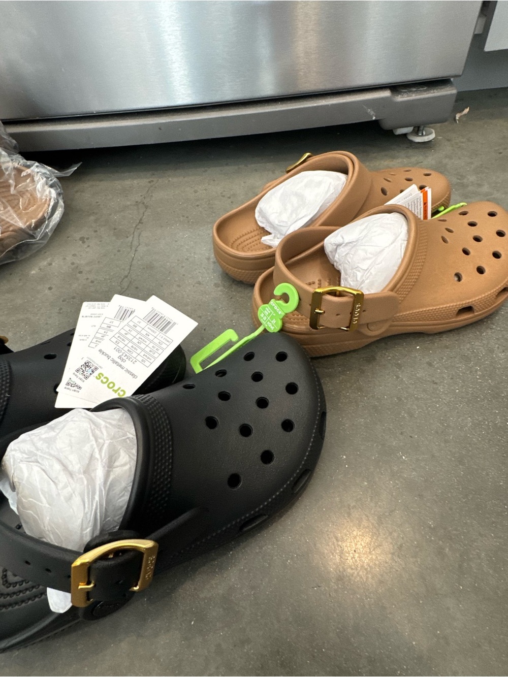 CROCS Unisex Classic Clog with Gold Buckle in Black and Brown